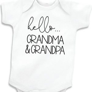 Hello Grandpa Grandma Newborn White Bodysuit